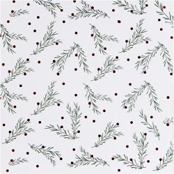 Designpapir, grangren og prikker, ark 30,5x30,5 cm, 180 g, guld, gr&oslash;n, r&oslash;d, hvid, 3 ark/ 1 pk.