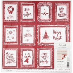 Designpapir, rammer med tekst og doodles, ark 30,5x30,5 cm, 180 g, 5 ark/ 1 pk.