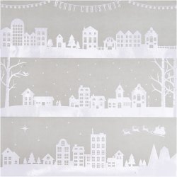 Designpapir, huse og snekrystaller, ark 30,5x30,5 cm, 180 g, 3 ark/ 1 pk.