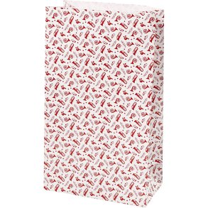 Papirposer, trompet, H: 21 cm, str. 6x12 cm, 80 g, rød, hvid, 8 stk./ 1 pk.