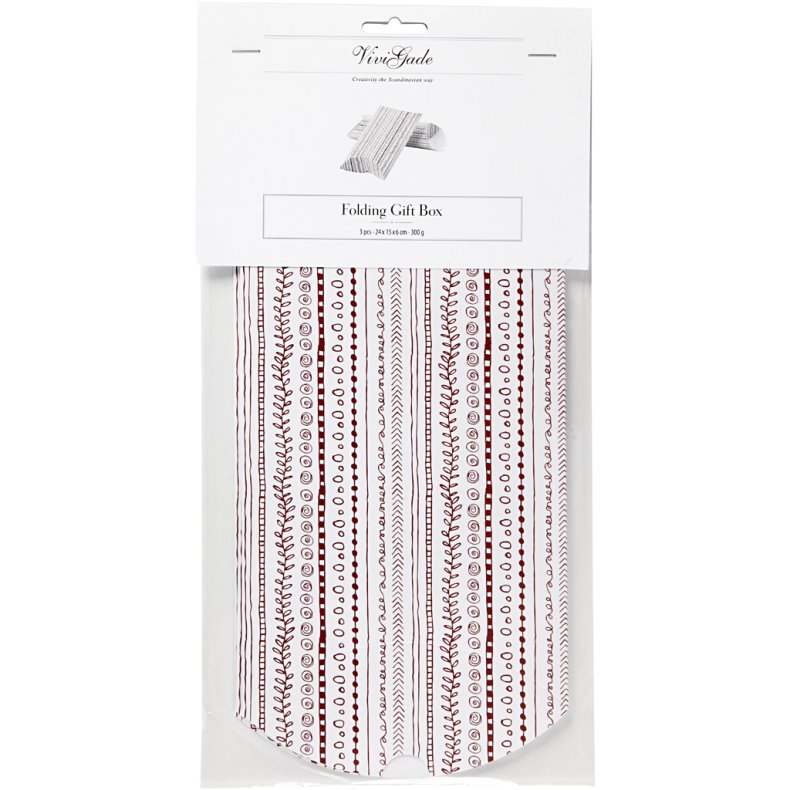 Gave&aelig;ske, doodles, str. 18x15x6 cm, 300 g, r&oslash;d, 3 stk./ 1 pk.