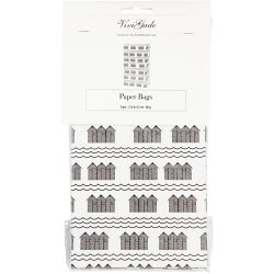 Papirposer, H: 21 cm, str. 6x12 cm, 80 g, sort, hvid, 10 stk./ 1 pk.