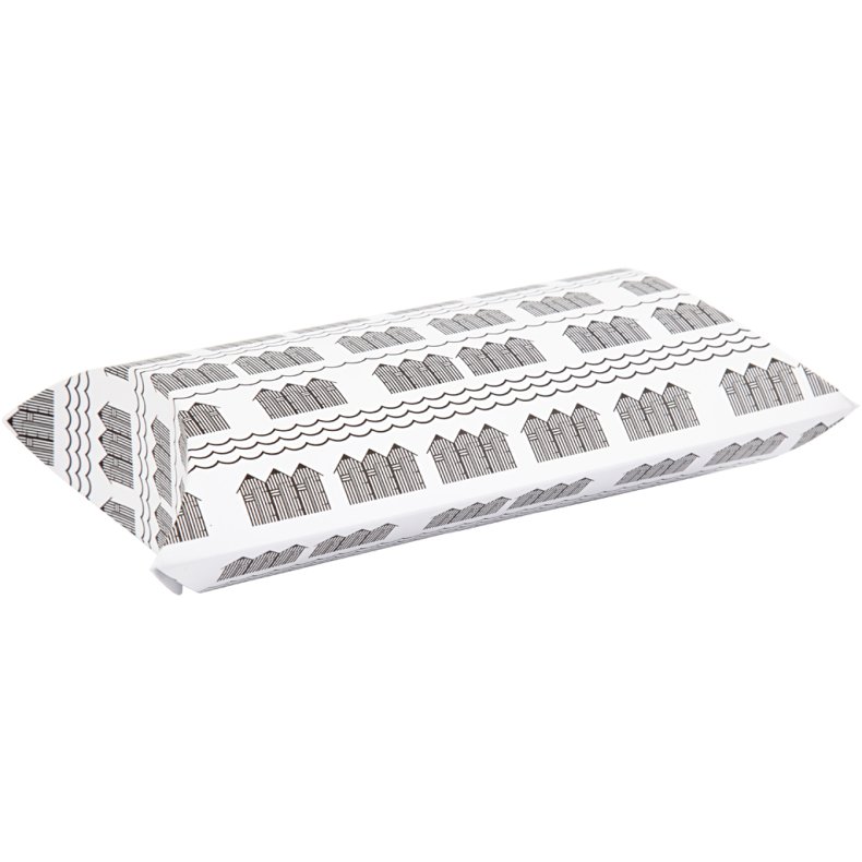 Gave&aelig;ske, badehus, str. 18x15x6 cm, 300 g, sort, hvid, 3 stk./ 1 pk.