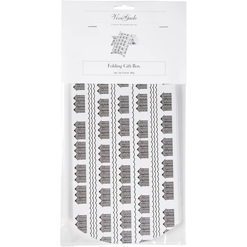 Gave&aelig;ske, badehus, str. 18x15x6 cm, 300 g, sort, hvid, 3 stk./ 1 pk.