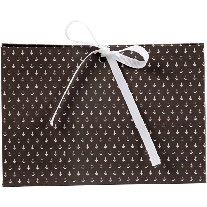 Gave&aelig;ske, anker, str. 15x7x8 cm, 250 g, m&oslash;rk gr&aring;, hvid, 3 stk./ 1 pk.