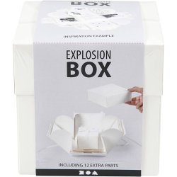 Explosion box, str. 7x7x7,5+12x12x12 cm, r&aring;hvid, 1 stk.