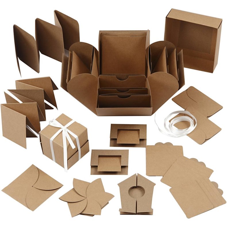 Explosion box, str. 7x7x7,5+12x12x12 cm, natur, 1 stk.