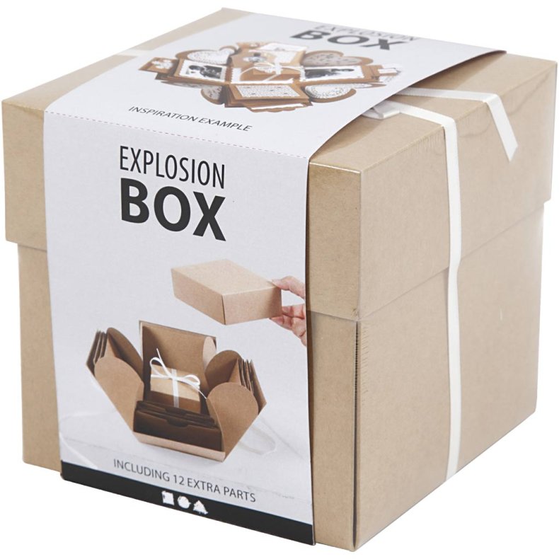 Explosion box, str. 7x7x7,5+12x12x12 cm, natur, 1 stk.