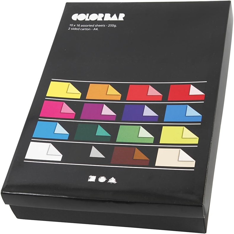 Color Bar Rivekarton, A4, ark 210x297 mm, 250 g, ass. farver, 16x10 ark/ 1 pk.