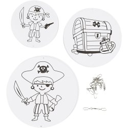 Uro med motiv, diam. 12+15+18 cm, 300 g, hvid, 3 s&aelig;t/ 1 pk.