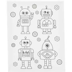 Malerl&aelig;rred med print, Robotter , D: 1,6 cm, str. 24x30 cm, 360 g, 1 stk.
