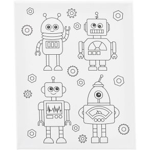 Malerlærred med print, Robotter , D: 1,6 cm, str. 24x30 cm, 360 g, 1 stk.