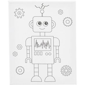 Malerlærred med print, Robot, D: 1,6 cm, str. 24x30 cm, 360 g, 1 stk.