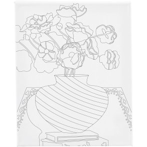 Malerlærred med print, Buket i vase, D: 1,6 cm, str. 24x30 cm, 360 g, 1 stk.