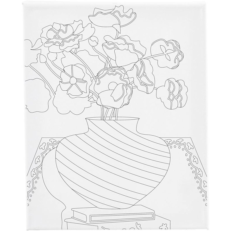 Malerl&aelig;rred med print, Buket i vase, D: 1,6 cm, str. 24x30 cm, 360 g, 1 stk.