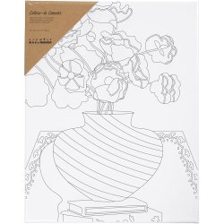 Malerl&aelig;rred med print, Buket i vase, D: 1,6 cm, str. 24x30 cm, 360 g, 1 stk.