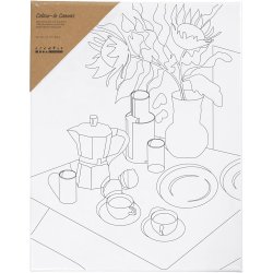 Malerl&aelig;rred med print, Morgenbord, D: 1,6 cm, str. 24x30 cm, 360 g, 1 stk.