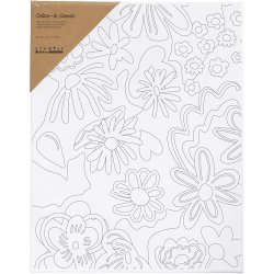 Malerl&aelig;rred med print, Blomster, D: 1,6 cm, str. 24x30 cm, 360 g, 1 stk.