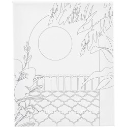 Malerl&aelig;rred med print, Solrig balkon , D: 1,6 cm, str. 24x30 cm, 360 g, 1 stk.