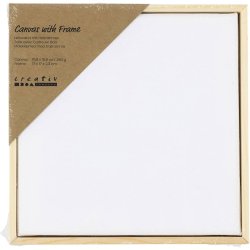 Malerl&aelig;rred med tr&aelig;ramme, str. 15,8x15,8 cm, 280 g, hvid, 1 stk.