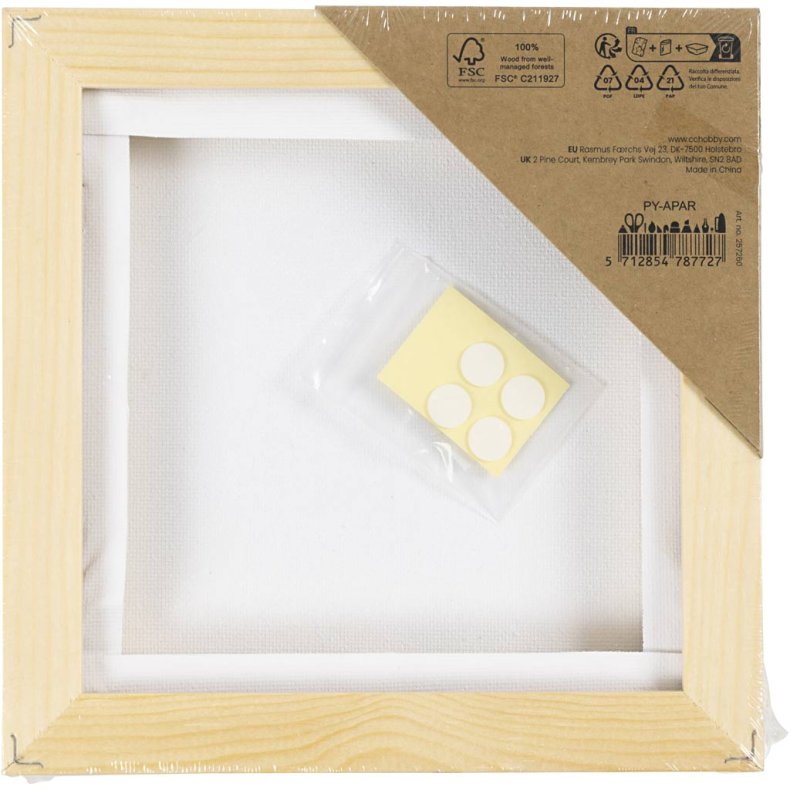 Malerl&aelig;rred med tr&aelig;ramme, str. 15,8x15,8 cm, 280 g, hvid, 1 stk.