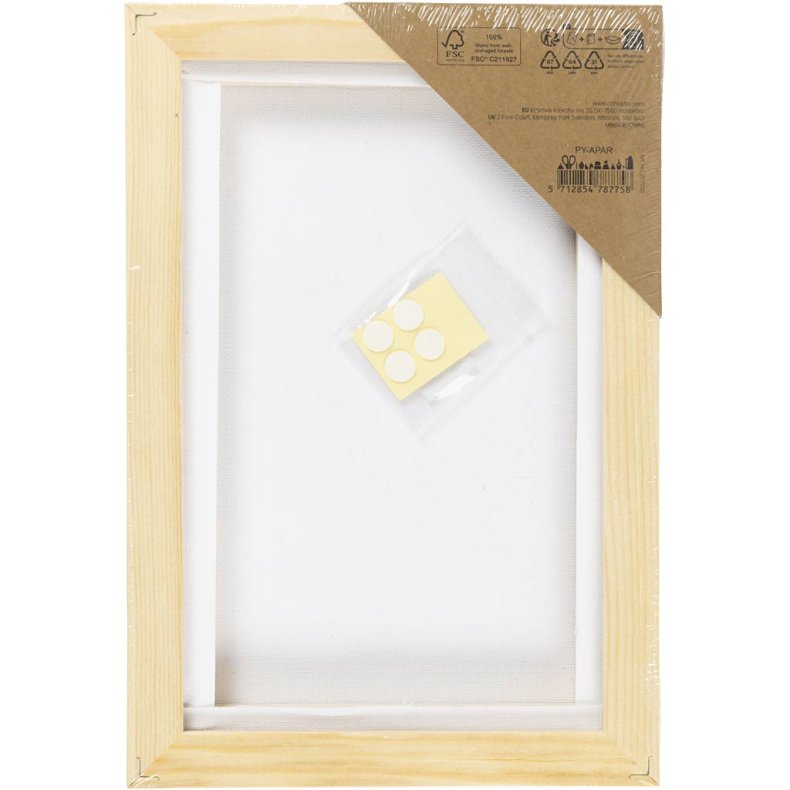 Malerl&aelig;rred med tr&aelig;ramme, str. 15,8x23,8 cm, 280 g, hvid, 1 stk.