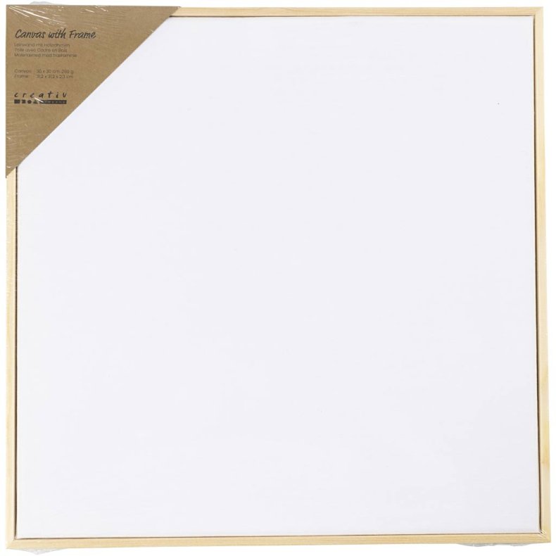 Malerl&aelig;rred med tr&aelig;ramme, str. 30x30 cm, 280 g, hvid, 1 stk.