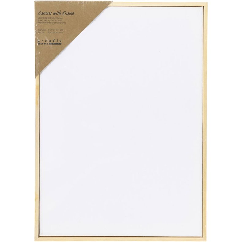 Malerl&aelig;rred med tr&aelig;ramme, A4, str. 21x29,7 cm, 280 g, hvid, 1 stk.