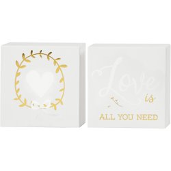 L&aelig;rred med guldtryk til akvarel, H: 10,16 cm, D: 2,54 cm, B: 10,16 cm, hvid, 2 stk./ 1 pk.