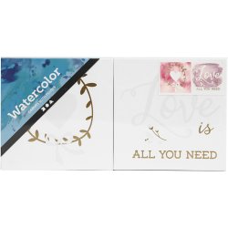 L&aelig;rred med guldtryk til akvarel, H: 10,16 cm, D: 2,54 cm, B: 10,16 cm, hvid, 2 stk./ 1 pk.