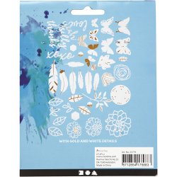 M&aelig;rkater i akvarelpapir med guldtryk, str. 1,5-10 cm, 44 stk./ 1 pk.