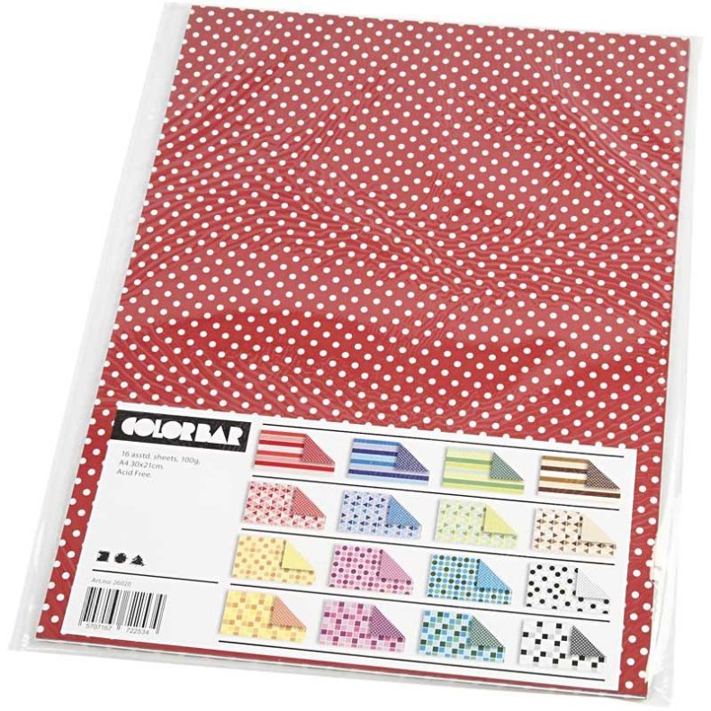 Color Bar Rivepapir, A4, ark 210x297 mm, 100 g, 16 ass. ark/ 1 pk.