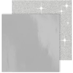 Designpapir , ark 30,5x30,5 cm, 120+128 g, s&oslash;lv, 2 ark/ 1 pk.