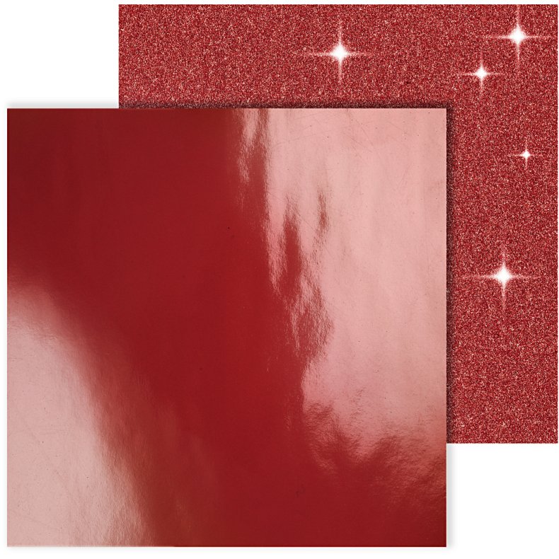 Designpapir , ark 30,5x30,5 cm, 120+128 g, r&oslash;d, 2 ark/ 1 pk.