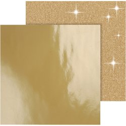 Designpapir , ark 30,5x30,5 cm, 120+128 g, guld, 2 ark/ 1 pk.