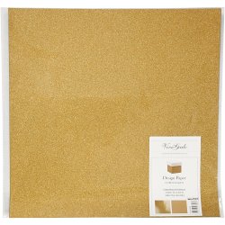 Designpapir , ark 30,5x30,5 cm, 120+128 g, guld, 2 ark/ 1 pk.