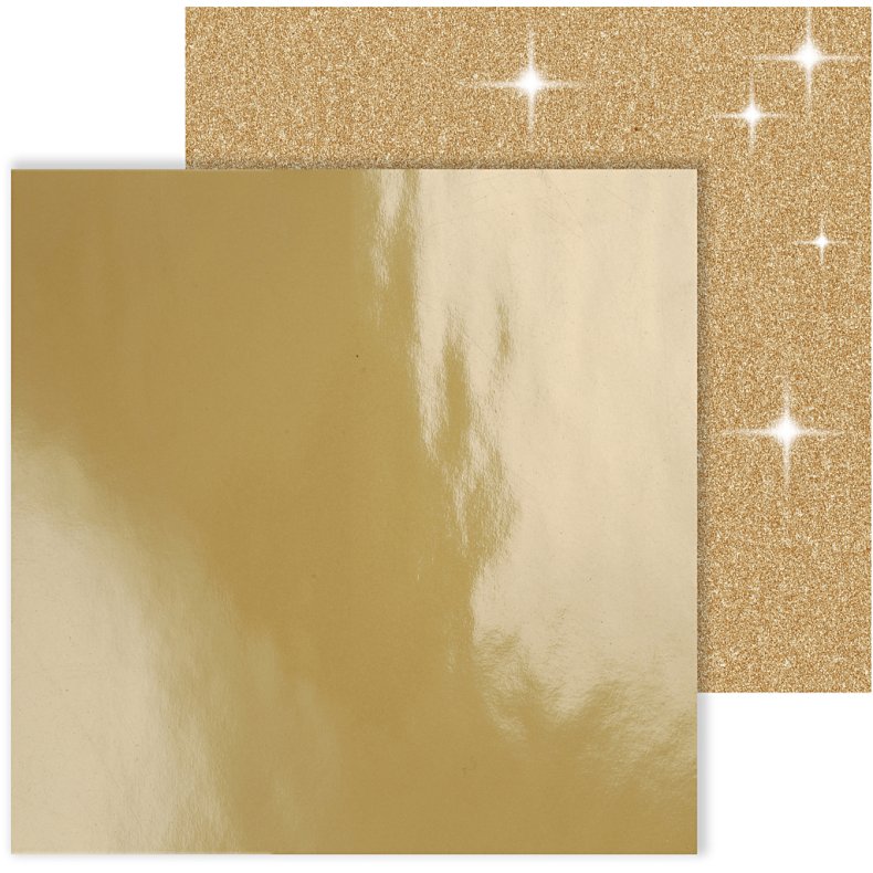 Designpapir , ark 30,5x30,5 cm, 120+128 g, guld, 2 ark/ 1 pk.