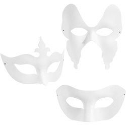 Masker, H: 10-20 cm, B: 18-20 cm, hvid, 3x4 stk./ 1 pk.