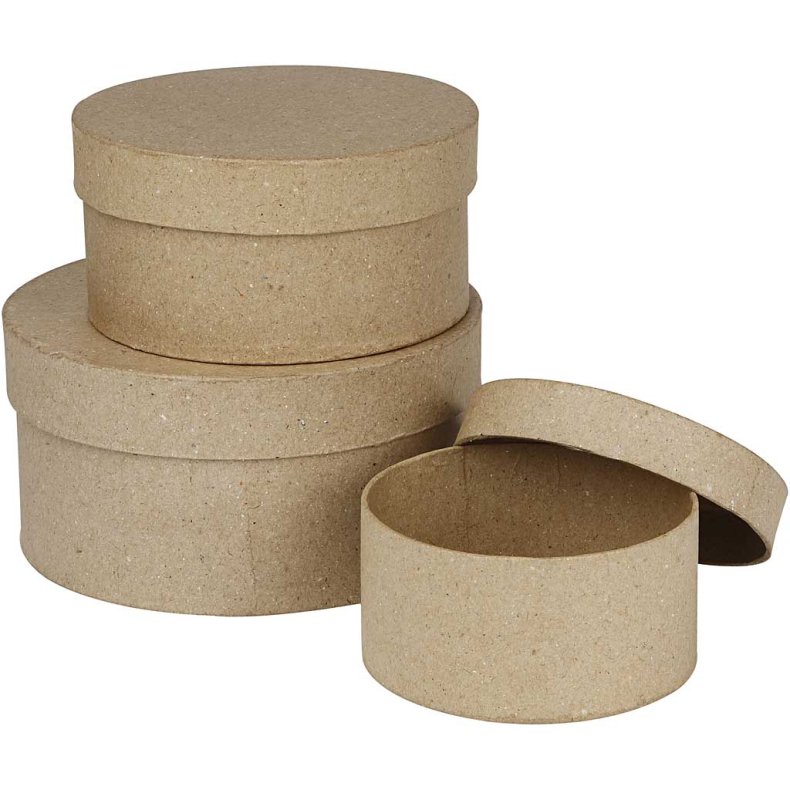 Runde &AElig;sker, H: 5+6,5+7,5 cm, diam. 10+13+16 cm, 3 stk./ 1 s&aelig;t