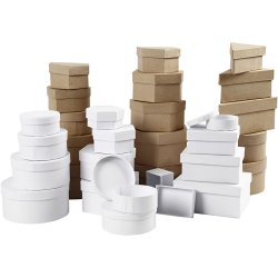 &AElig;sker, str. 6,5-18 cm, brun, hvid, 30 stk./ 1 s&aelig;t