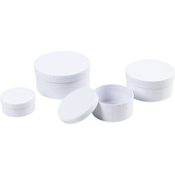 Runde &AElig;sker, H: 4+5+6+7 cm, diam. 8+10+12+14 cm, hvid, 4 stk./ 1 s&aelig;t