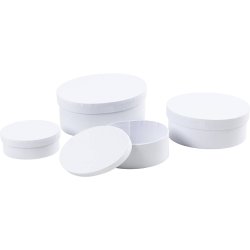 Ovale &AElig;sker, H: 4+5+6+7 cm, L: 10+12+14+16 cm, hvid, 4 stk./ 1 s&aelig;t