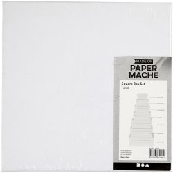 Kvadratiske &AElig;sker, H: 4,5+5+5,5+6+6,5+7+7,5 cm, str. 9+11+13+15+17+19+21 cm, hvid, 7 stk./ 1 s&aelig;t