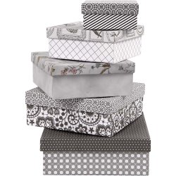 Kvadratiske &AElig;sker, H: 4,5+5+5,5+6+6,5+7+7,5 cm, str. 9+11+13+15+17+19+21 cm, hvid, 7 stk./ 1 s&aelig;t