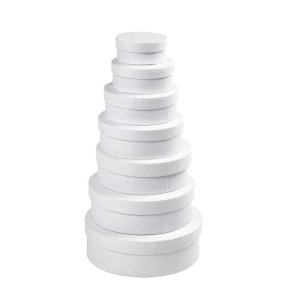7-i-1 runde æsker, H: 4+4,5+5+5,5+6+6,5+7 cm, diam. 8,5+10,5+12,5+14,5+16,5+18,5+21,5 cm, hvid, 7 stk./ 1 sæt