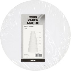 7-i-1 runde &aelig;sker, H: 4+4,5+5+5,5+6+6,5+7 cm, diam. 8,5+10,5+12,5+14,5+16,5+18,5+21,5 cm, hvid, 7 stk./ 1 s&aelig;t