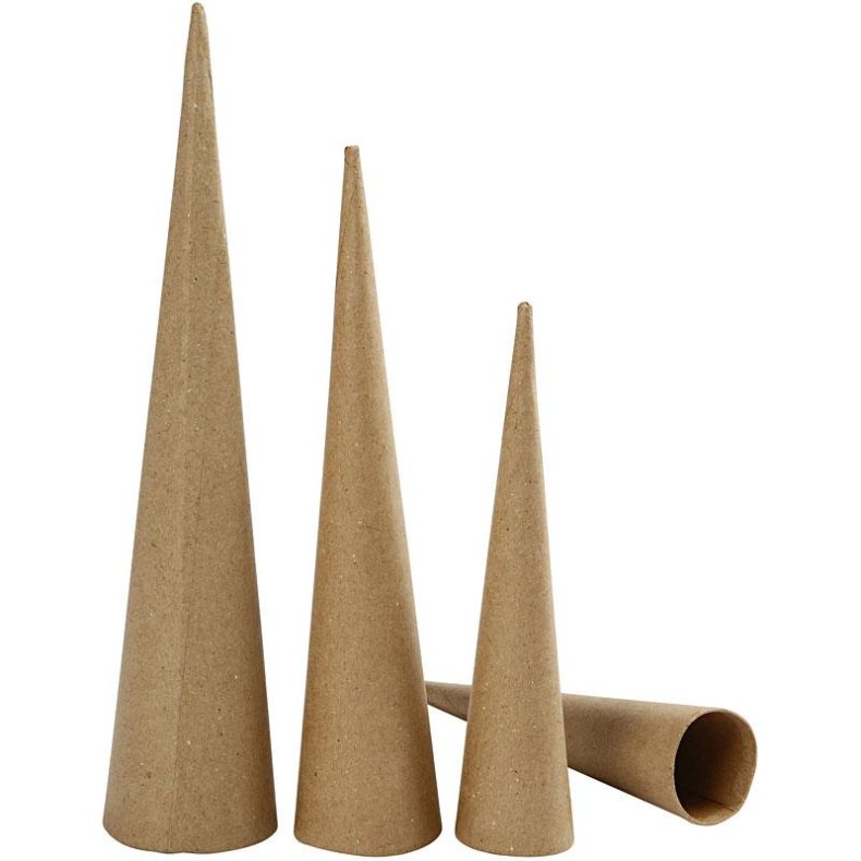 H&oslash;je Kegler, H: 20-25-30 cm, diam. 4-5-6 cm, 3 stk./ 1 pk.