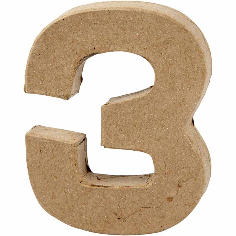 Tal, 3, H: 10 cm, B: 8 cm, tykkelse 1,7 cm, 1 stk.