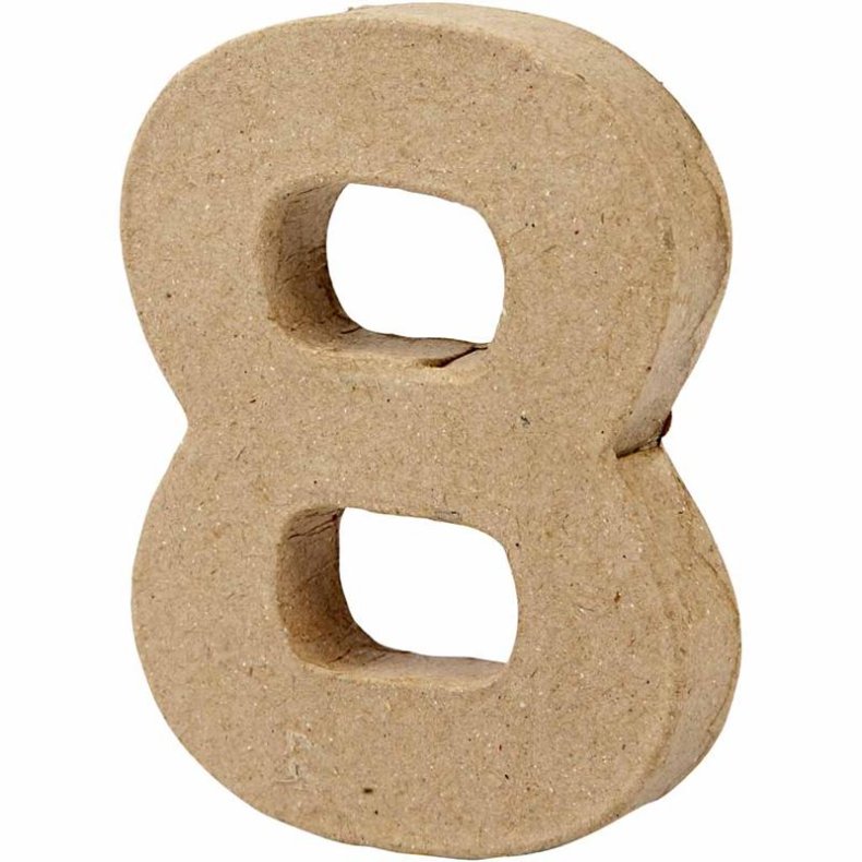 Tal, 8, H: 10 cm, B: 7,6 cm, tykkelse 1,7 cm, 1 stk.