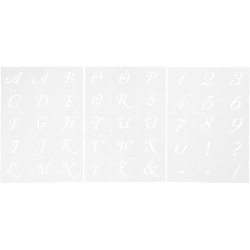 Skabeloner, bogstaver og tal, H: 20-30 mm, A5, ark 148x210 mm, 3 ark/ 1 pk.